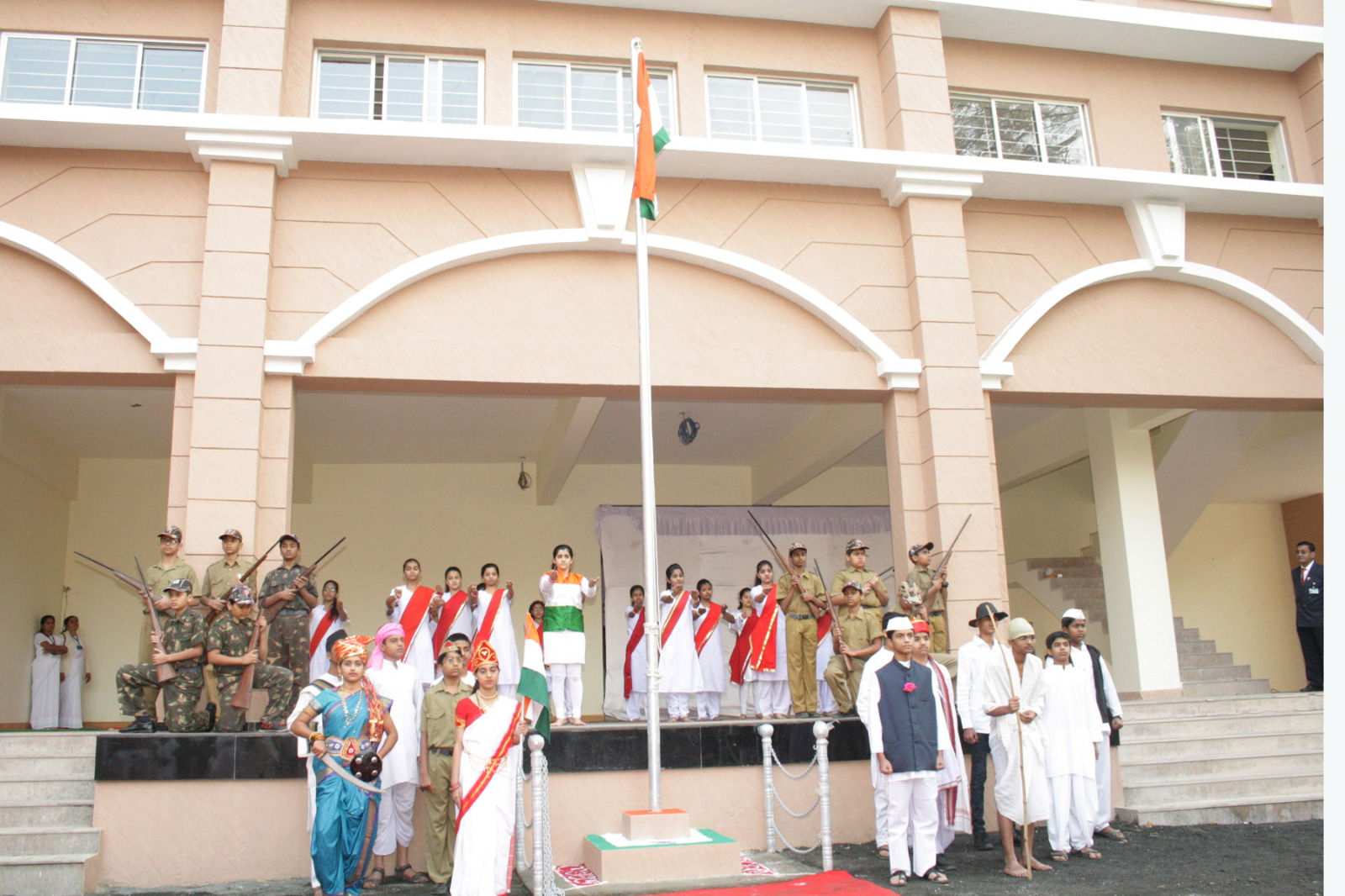 Grand Arrival Chief guest for flag hoisting Ceremoney